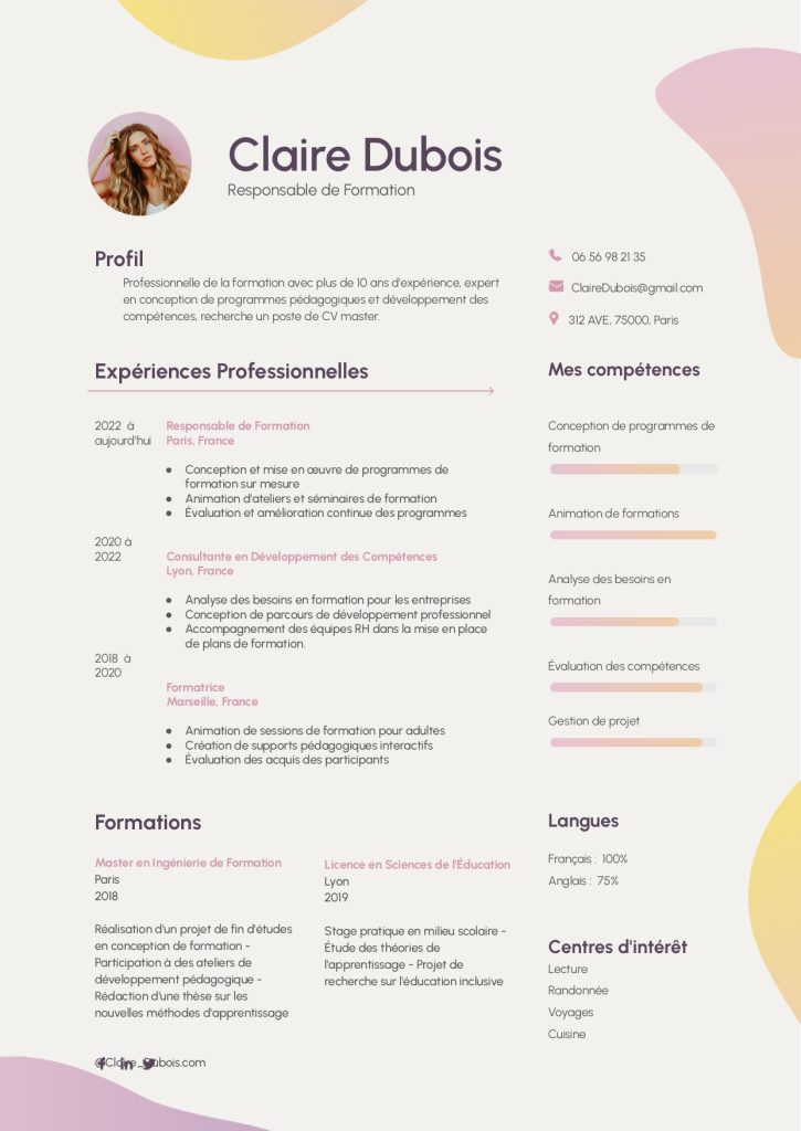 CV pour un Master